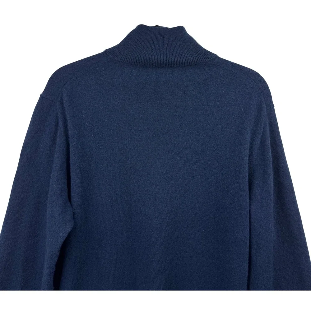J. Crew Cashmere‎ Quarter Zip Sweater Mens XL Navy Blue Mock Neck Luxury Soft